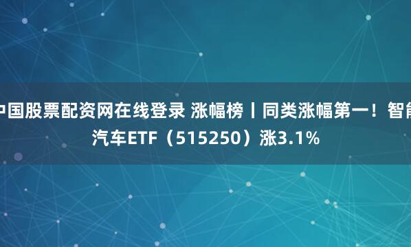 中国股票配资网在线登录 涨幅榜丨同类涨幅第一!智能汽车ETF(515250)涨3.1%